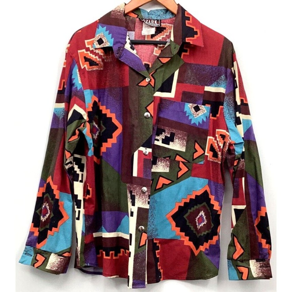 Woman’s blouse-L-Ozark MNT USA VTG Shirt Tunic aztec SWestern Cowgirl Western